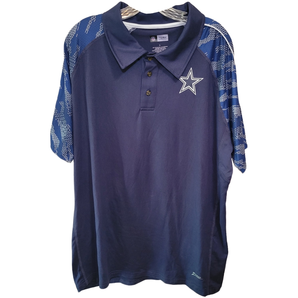 Zubaz NFL Men's Dallas Cowboys Elevated Field Polo With Viper Print Accent